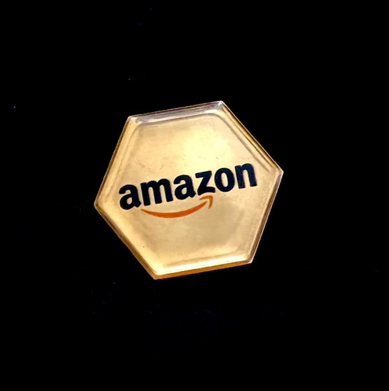 BRASS HEXAGON ENAMEL BADGE  